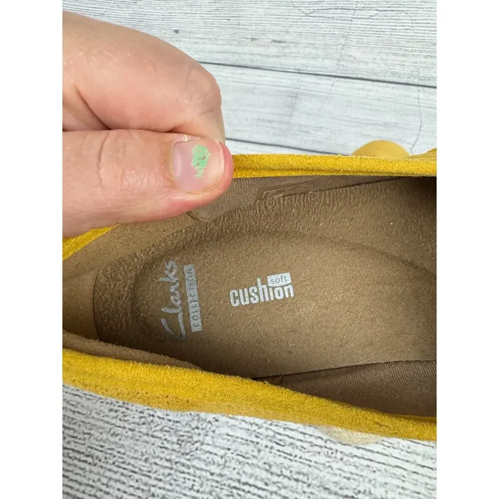 Clarks Women's Yellow Genuine Leather Azella Theoni Espadrille Shoes Size 9